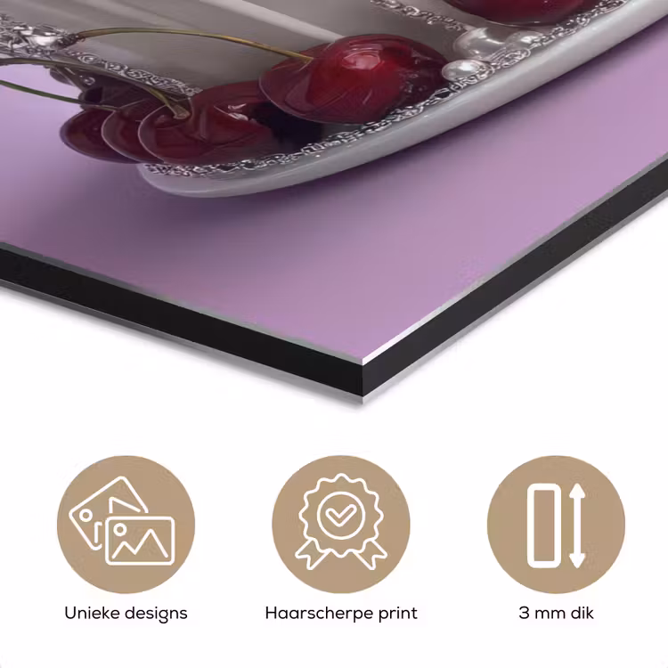 Aluminium schilderij - Taart - Kersen - Juwelen - Rood — 7