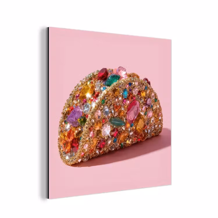 Aluminium schilderij - Taco - Kleurrijk - Edelstenen - Goud — 1