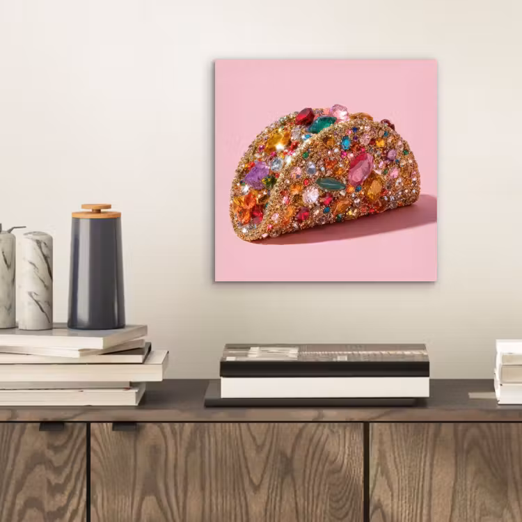 Aluminium schilderij - Taco - Kleurrijk - Edelstenen - Goud — 2