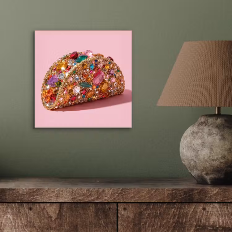 Aluminium schilderij - Taco - Kleurrijk - Edelstenen - Goud — 3