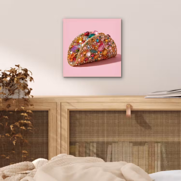 Aluminium schilderij - Taco - Kleurrijk - Edelstenen - Goud — 4