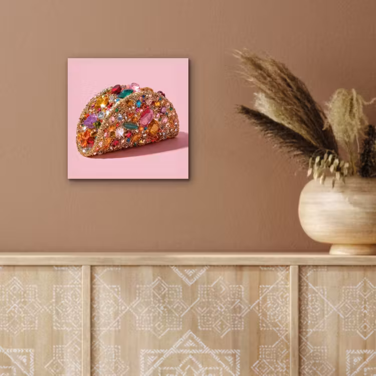 Aluminium schilderij - Taco - Kleurrijk - Edelstenen - Goud — 5