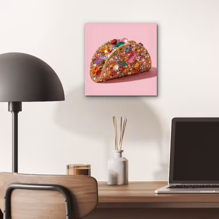 Aluminium schilderij - Taco - Kleurrijk - Edelstenen - Goud — 6