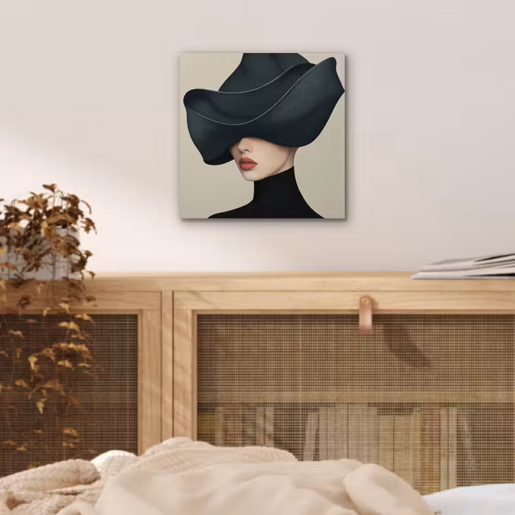 Aluminium schilderij - Vrouw - Groen - Hoed — 4