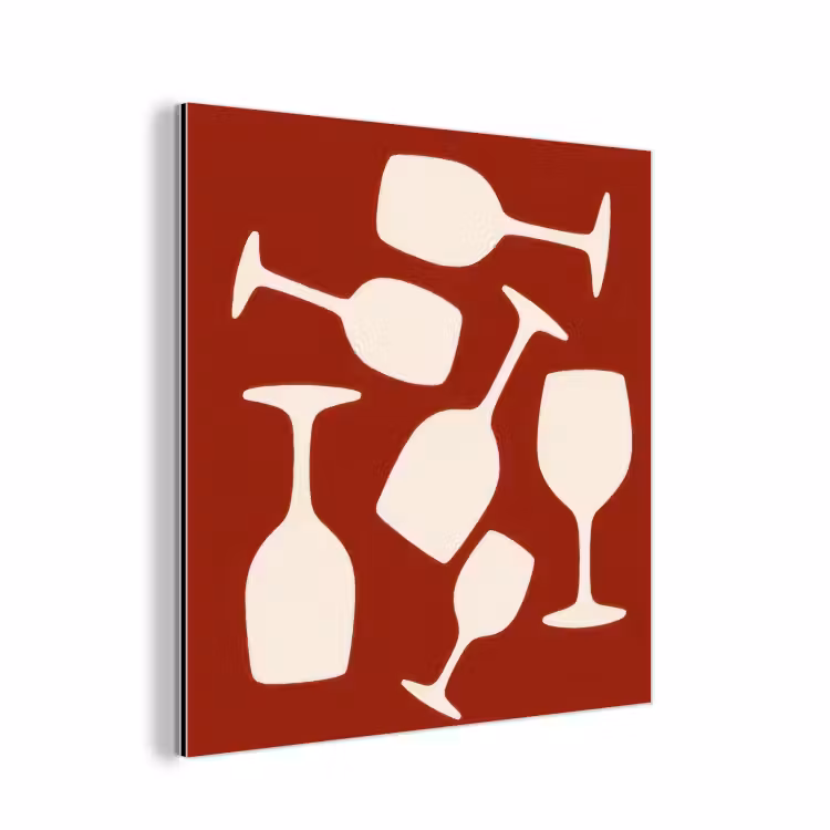 Aluminium schilderij - Wijnglazen - Silhouetten - Wit — 1