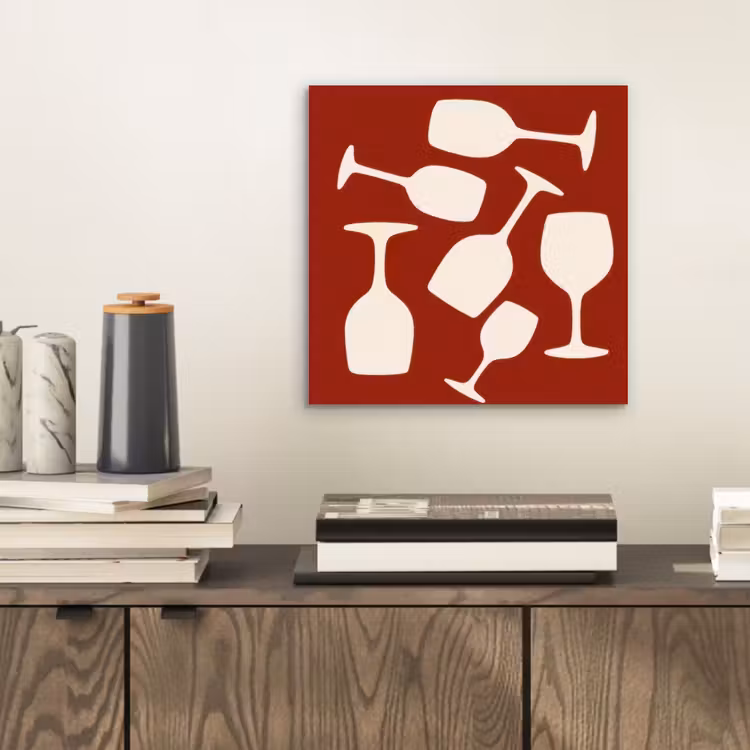 Aluminium schilderij - Wijnglazen - Silhouetten - Wit — 2