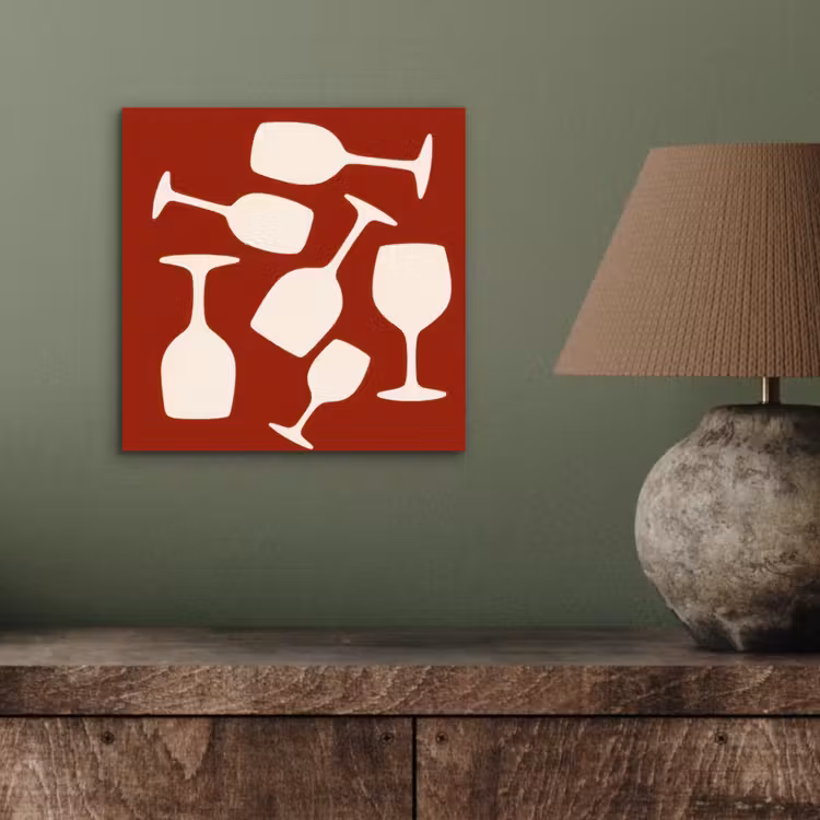 Aluminium schilderij - Wijnglazen - Silhouetten - Wit — 3