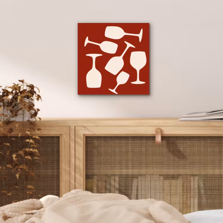 Aluminium schilderij - Wijnglazen - Silhouetten - Wit — 4