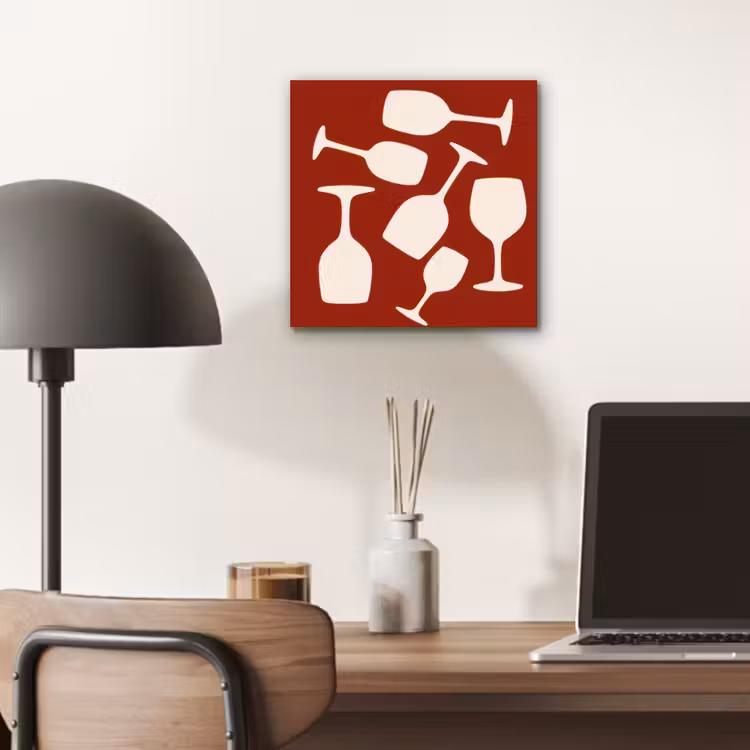 Aluminium schilderij - Wijnglazen - Silhouetten - Wit — 6