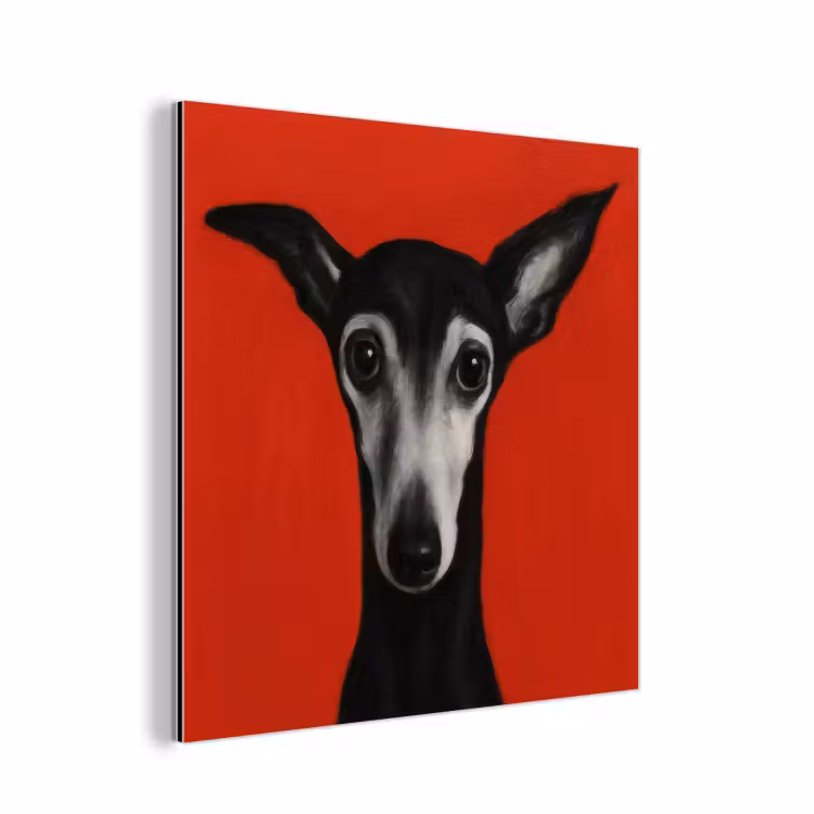 Aluminium schilderij - Windhond - Minimalistisch - Rood — 1