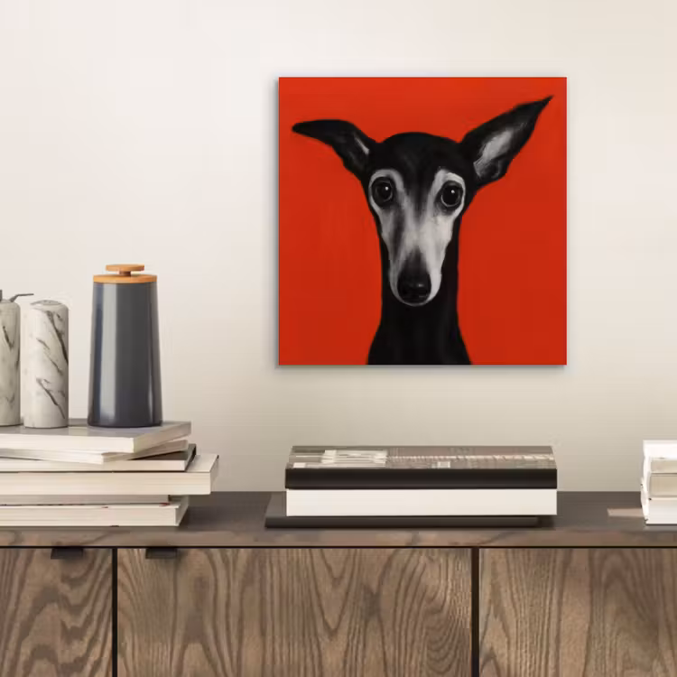 Aluminium schilderij - Windhond - Minimalistisch - Rood — 2