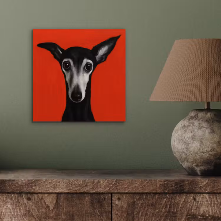 Aluminium schilderij - Windhond - Minimalistisch - Rood — 3