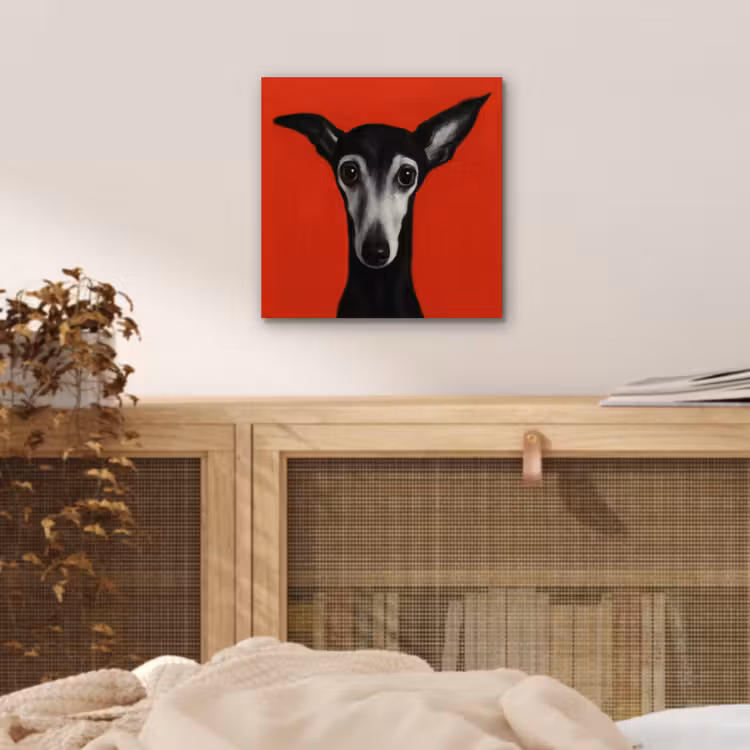 Aluminium schilderij - Windhond - Minimalistisch - Rood — 4