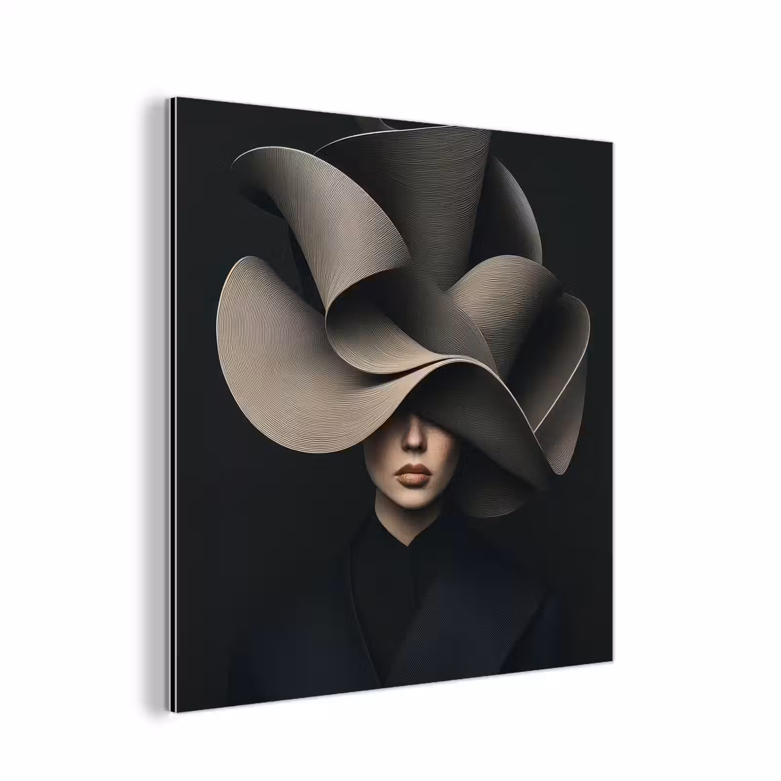 Aluminium schilderij - Zwarte - Hoed - Vrouw — 1