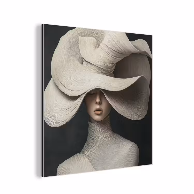 Aluminium schilderij - Modern - Vrouw - Hoed — 1