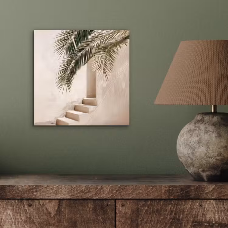 Aluminium schilderij - Palmboom - Schaduw - Trap - Beige — 3