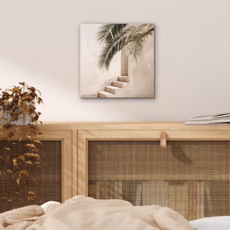 Aluminium schilderij - Palmboom - Schaduw - Trap - Beige — 4