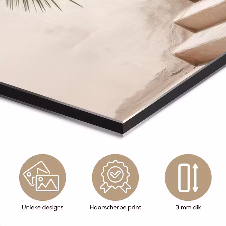 Aluminium schilderij - Palmboom - Schaduw - Trap - Beige — 7