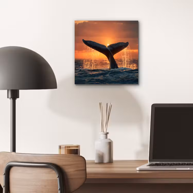 Aluminium schilderij - Walvis staart - Water - Zonsondergang — 6