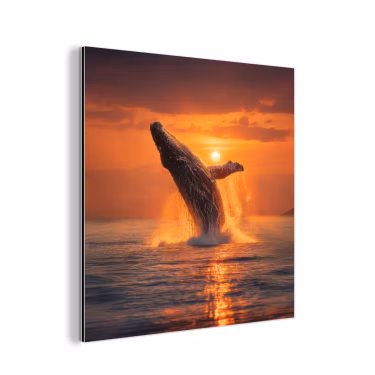 Aluminium schilderij - Walvis - Zon - Zee — 1