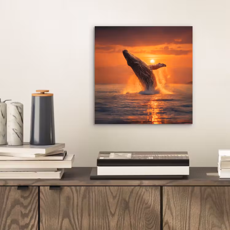 Aluminium schilderij - Walvis - Zon - Zee — 2