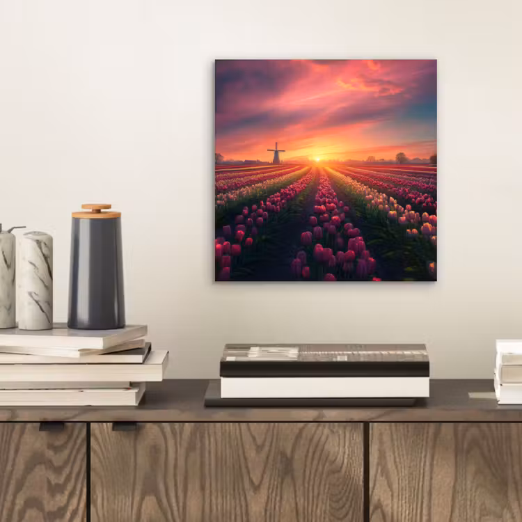 Aluminium schilderij - Windmolen - Zonsondergang - Landschap — 2