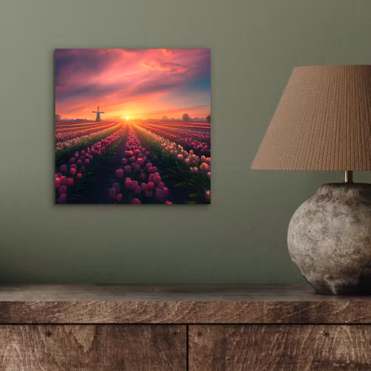 Aluminium schilderij - Windmolen - Zonsondergang - Landschap — 3