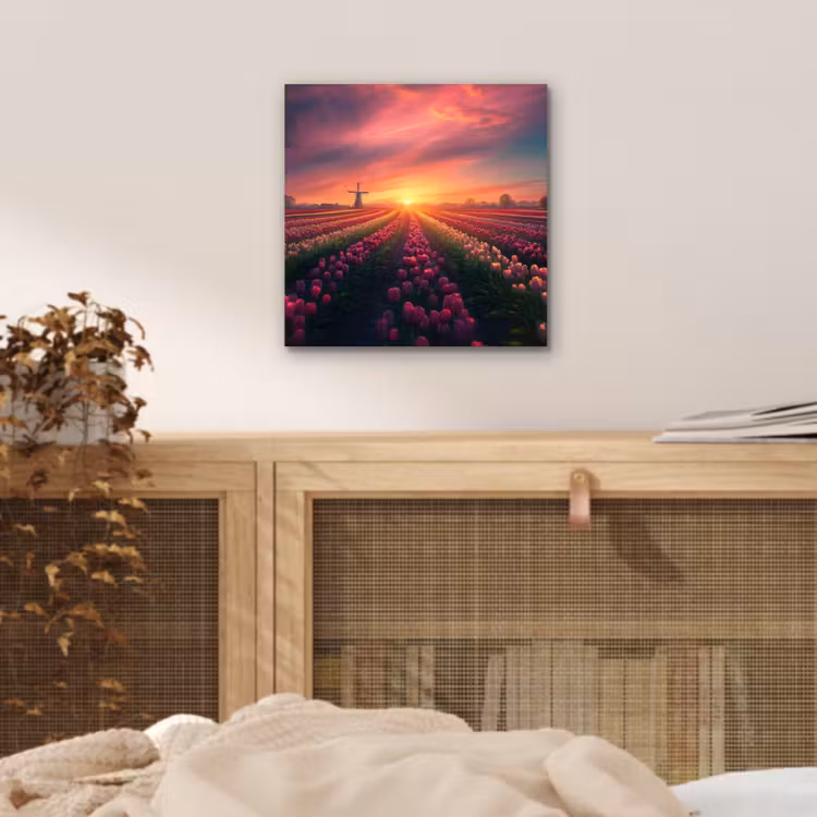 Aluminium schilderij - Windmolen - Zonsondergang - Landschap — 4