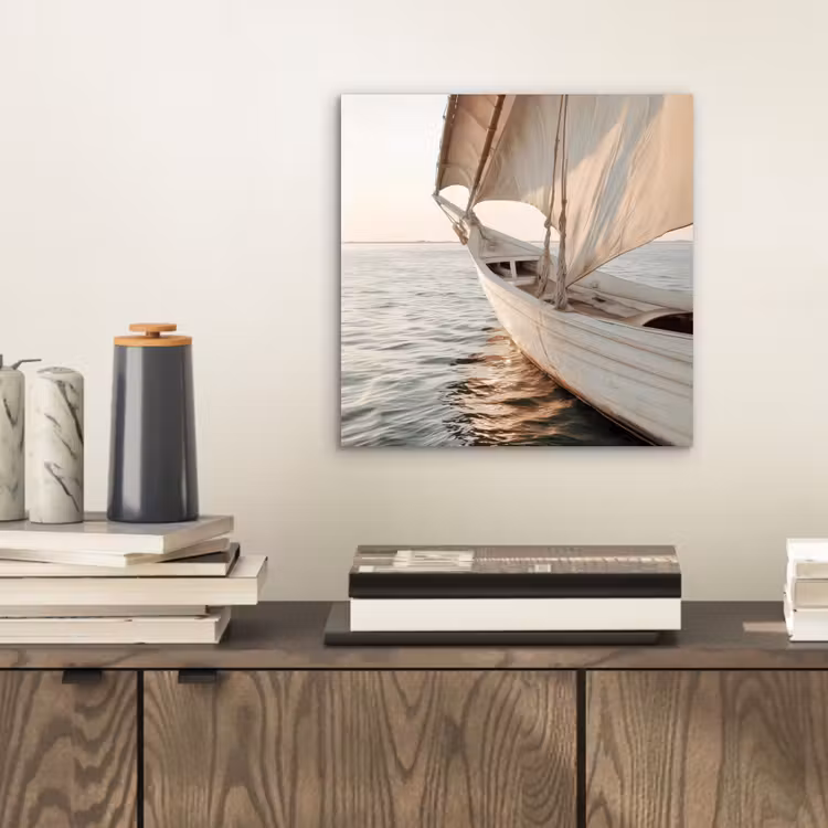 Aluminium schilderij - Zeilboot - Zee - Beige - Zon — 2