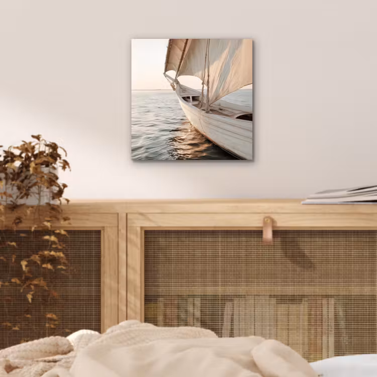 Aluminium schilderij - Zeilboot - Zee - Beige - Zon — 4