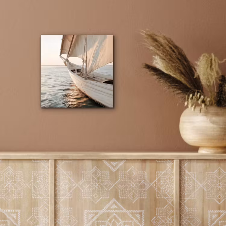 Aluminium schilderij - Zeilboot - Zee - Beige - Zon — 5