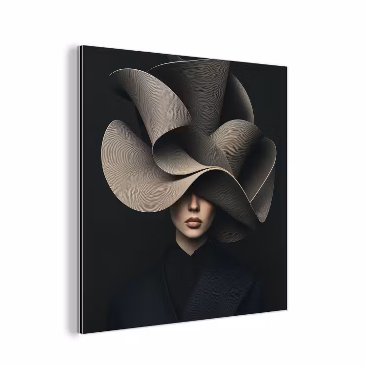 Aluminium schilderij - Zwarte - Hoed - Vrouw — 1
