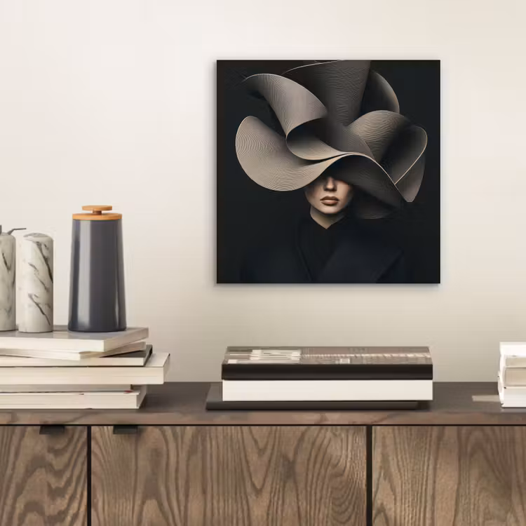 Aluminium schilderij - Zwarte - Hoed - Vrouw — 2
