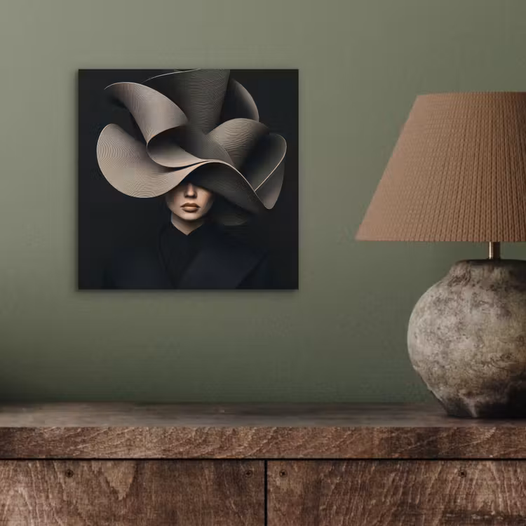 Aluminium schilderij - Zwarte - Hoed - Vrouw — 3