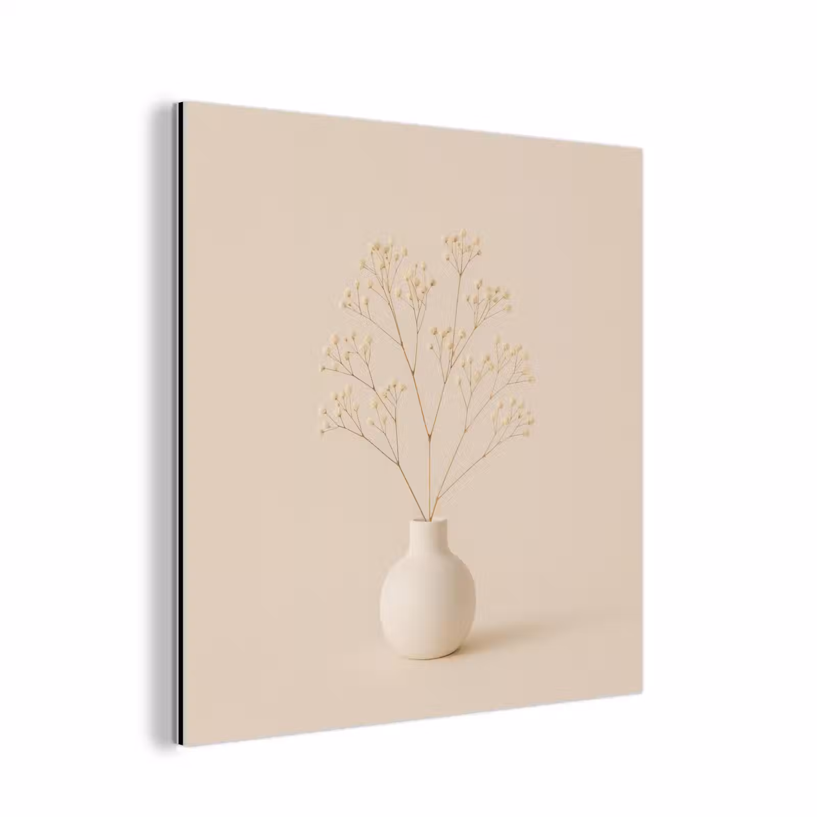 Aluminium schilderij - Vaas - Takken - Bloemetjes - Wit — 1