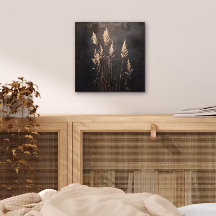 Aluminium schilderij - Siergras - Pluimen - Verlichting - Zwart — 4