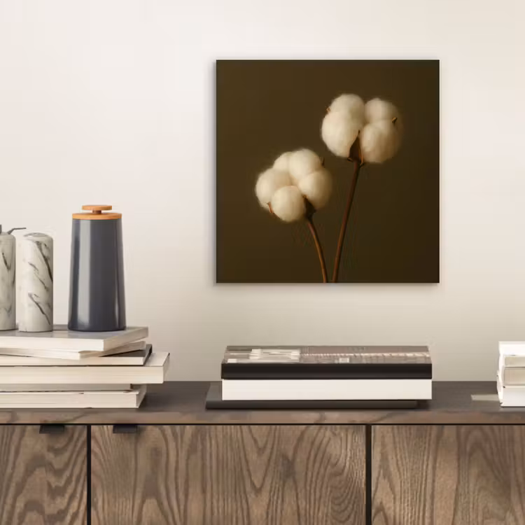 Aluminium schilderij - Takken - Katoen - Wit - Bollen — 2