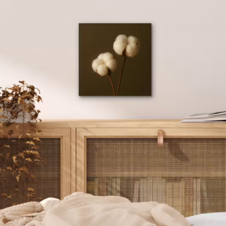 Aluminium schilderij - Takken - Katoen - Wit - Bollen — 4