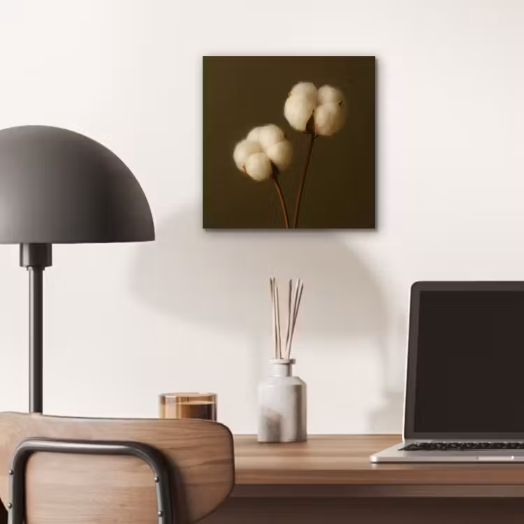 Aluminium schilderij - Takken - Katoen - Wit - Bollen — 6