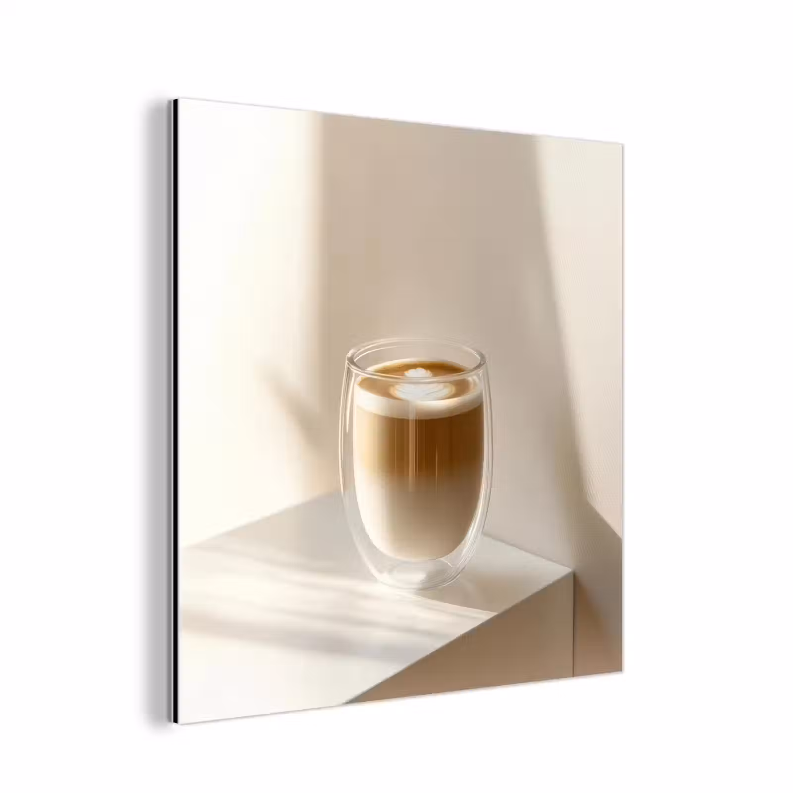 Aluminium schilderij - Mok - Latte - Minimalistisch - Schaduw — 1