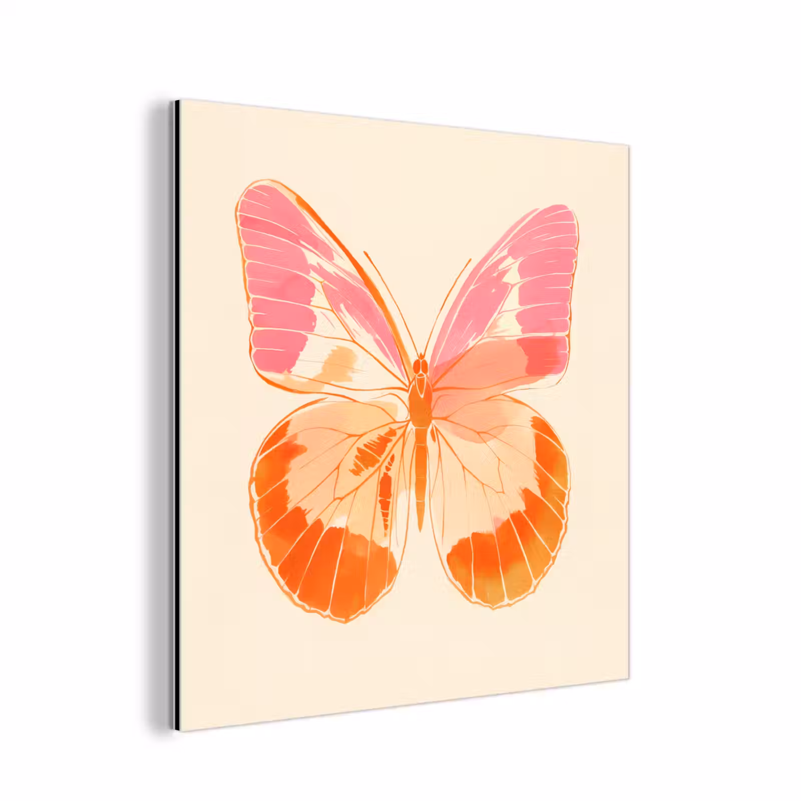 Aluminium schilderij - Oranje - Vlinder - Minimalistisch — 1