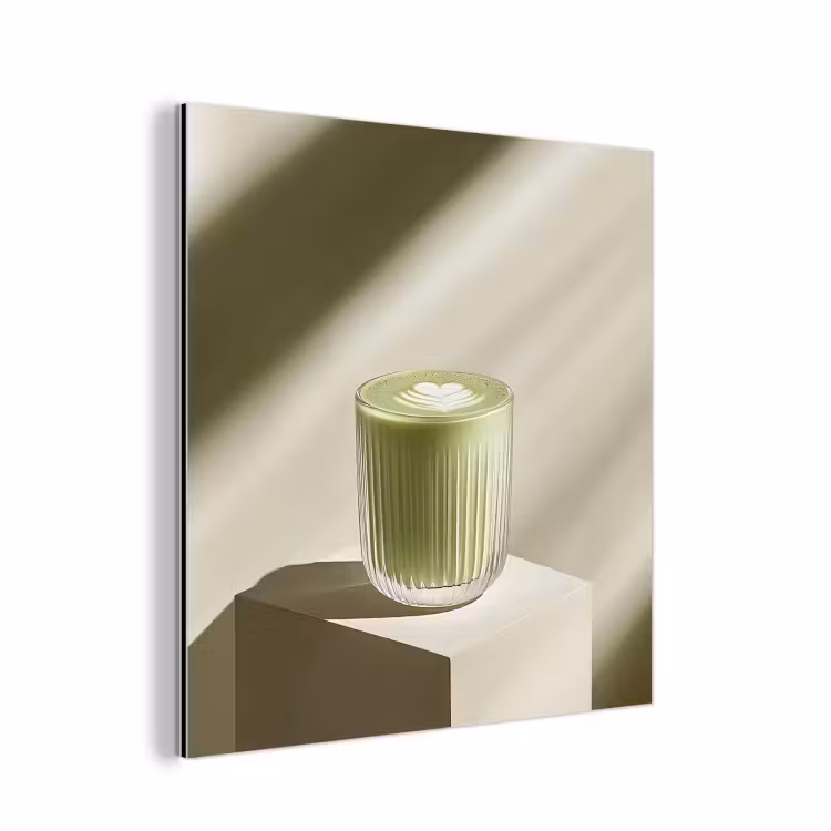 Aluminium schilderij - Matcha - Glas - Groen - Minimalistisch — 1