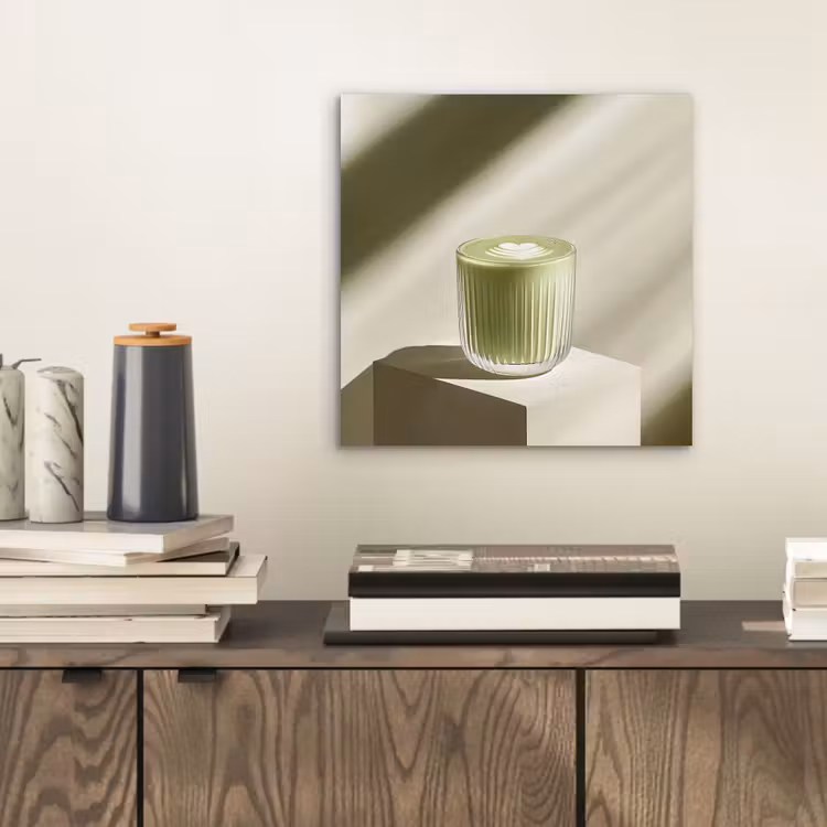 Aluminium schilderij - Matcha - Glas - Groen - Minimalistisch — 2