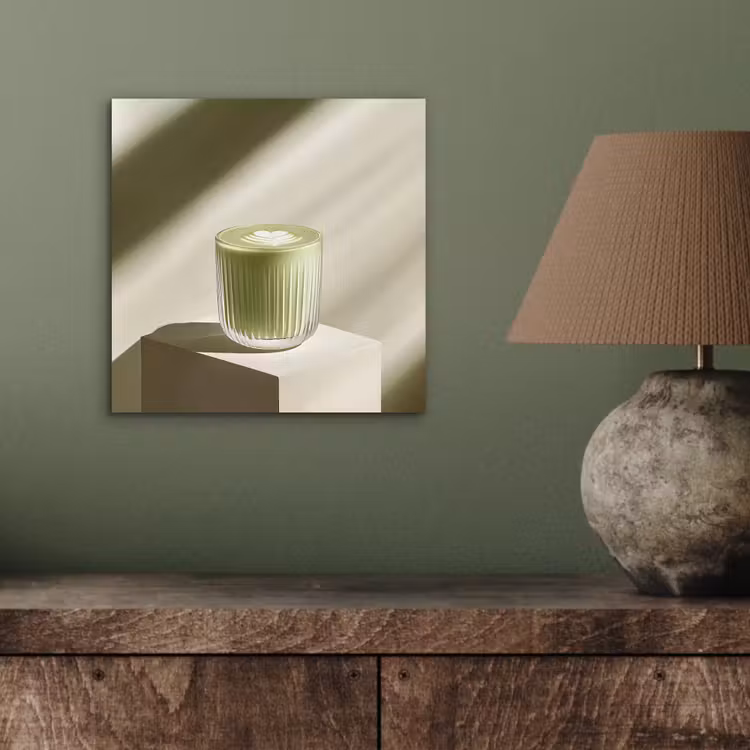 Aluminium schilderij - Matcha - Glas - Groen - Minimalistisch — 3
