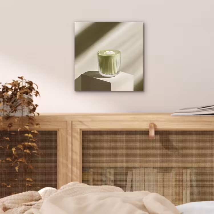 Aluminium schilderij - Matcha - Glas - Groen - Minimalistisch — 4