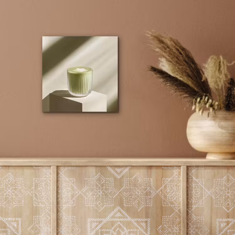 Aluminium schilderij - Matcha - Glas - Groen - Minimalistisch — 5