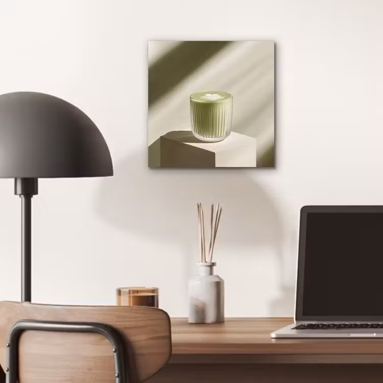 Aluminium schilderij - Matcha - Glas - Groen - Minimalistisch — 6