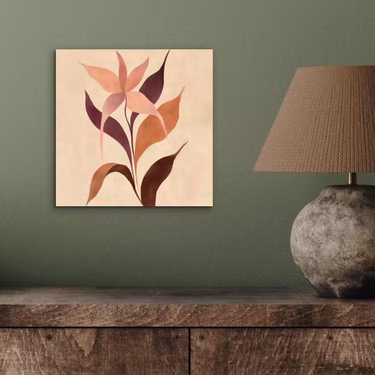 Aluminium schilderij - Minimalistisch - Bloem - Bladeren - Beige — 3