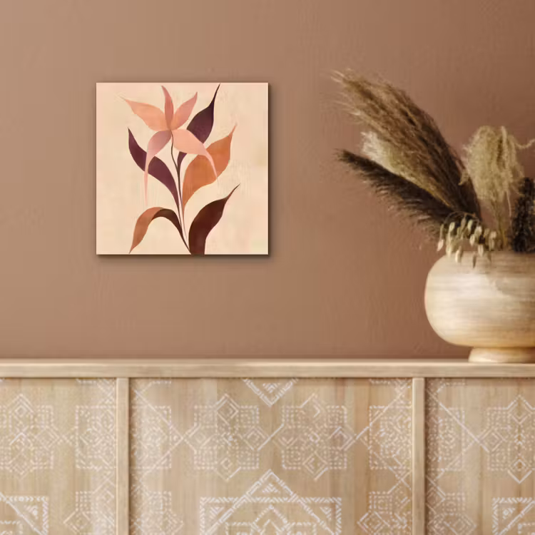 Aluminium schilderij - Minimalistisch - Bloem - Bladeren - Beige — 5