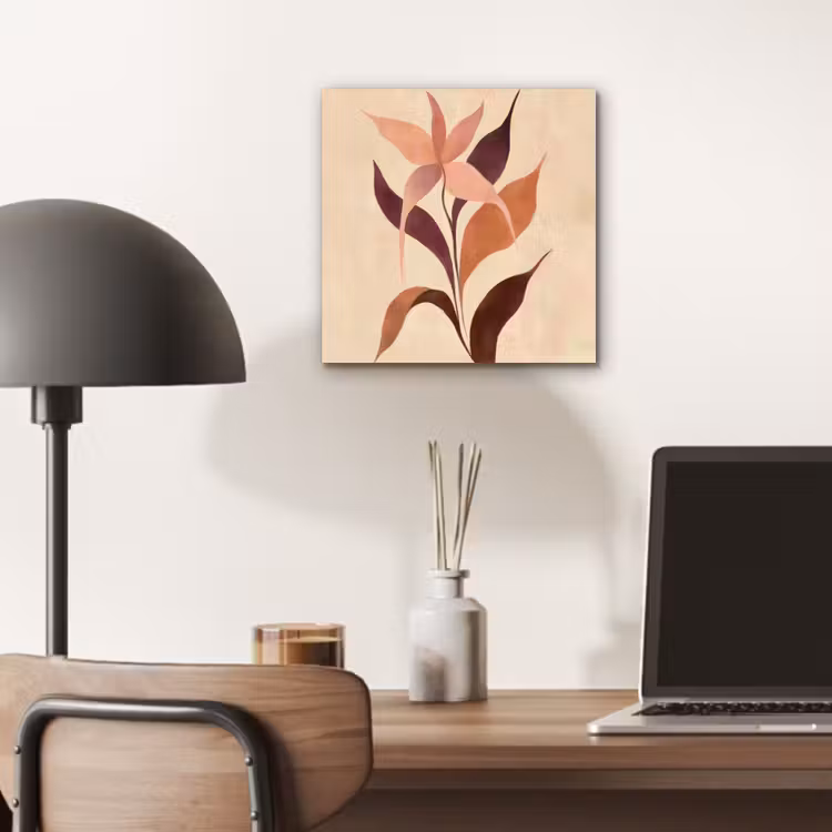 Aluminium schilderij - Minimalistisch - Bloem - Bladeren - Beige — 6